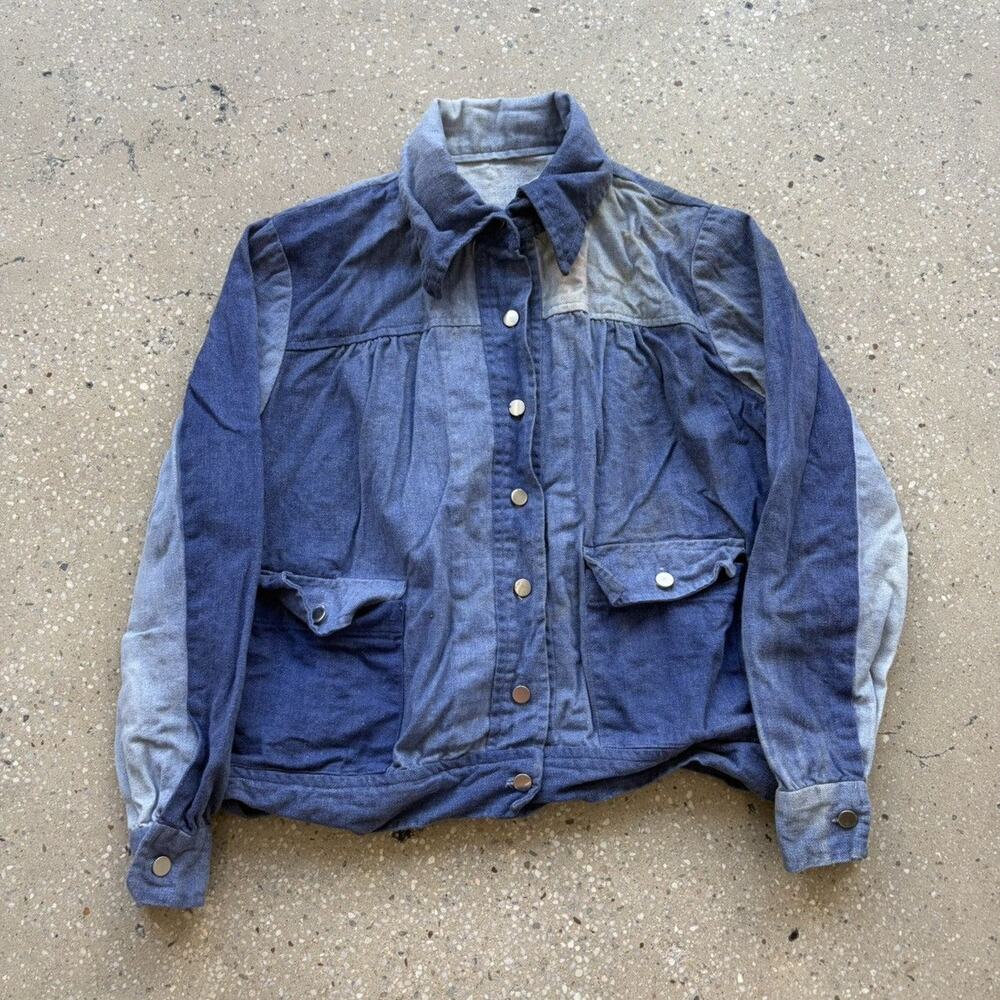 Vintage 70s Blue Faded Boxy Western Denim Jacket
